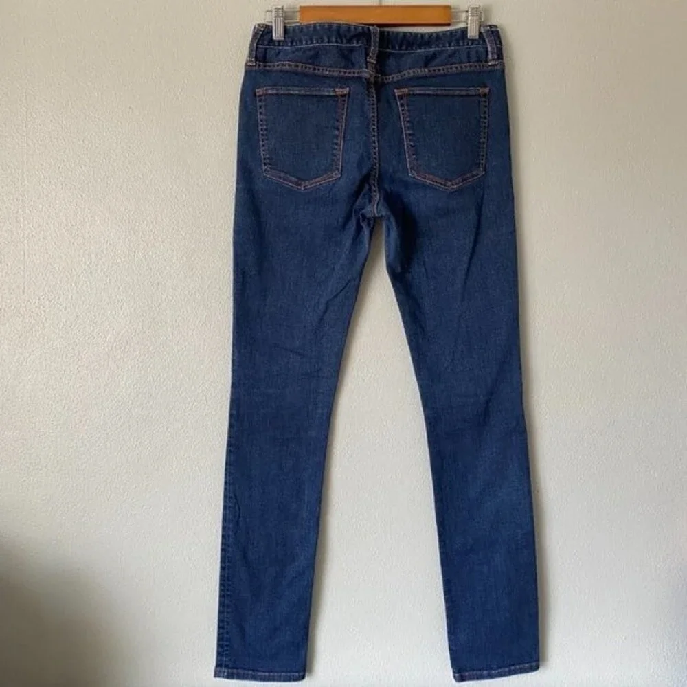 Banana Republic Skinny Fit Mid Rise Dark Wash Orange Stitch Jeans - Women's 28